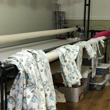 Longarm machine is great for keeping pj bottoms organized